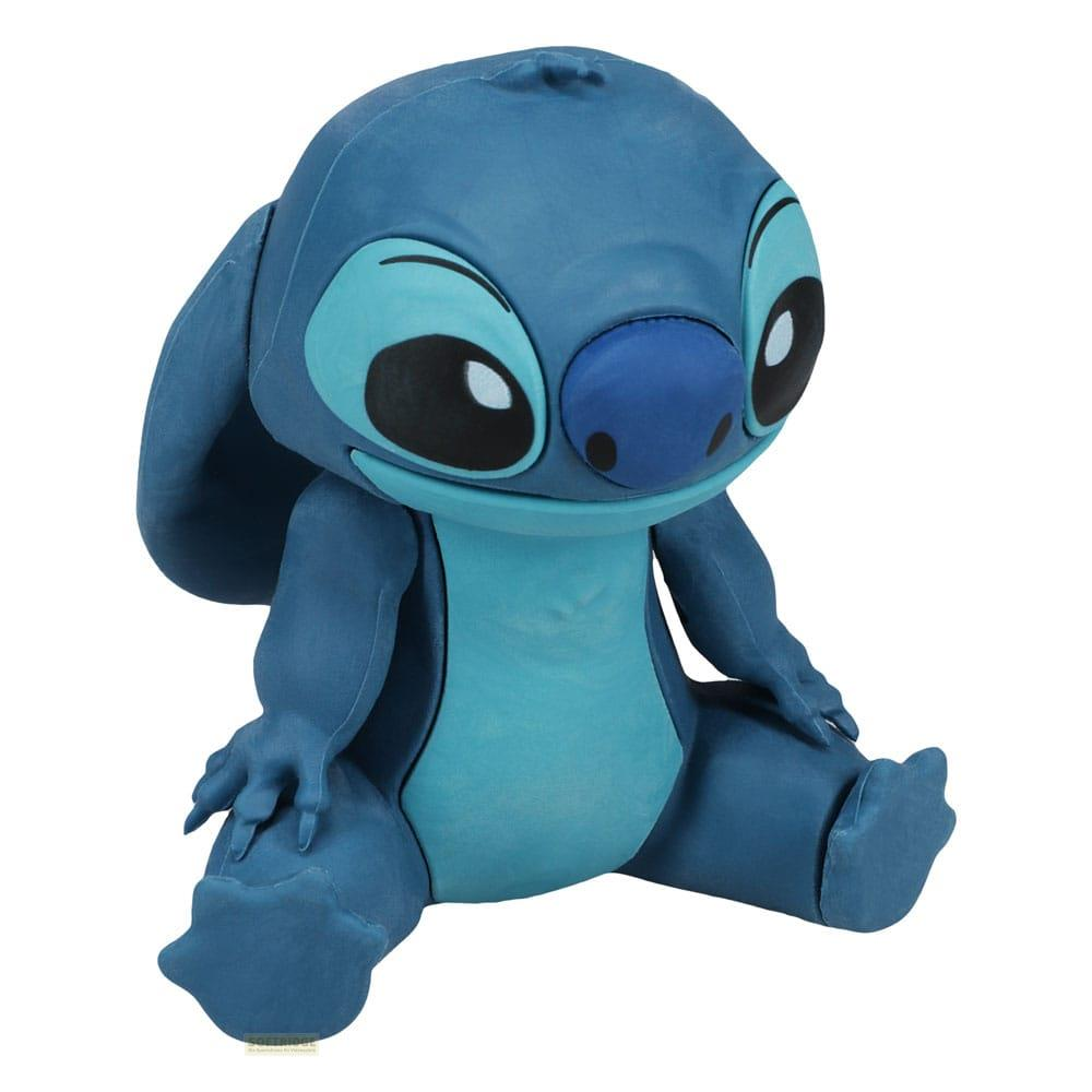 Eine blaue Stitch-Puppe sitzt mit ausgestreckten Armen und Beinen.