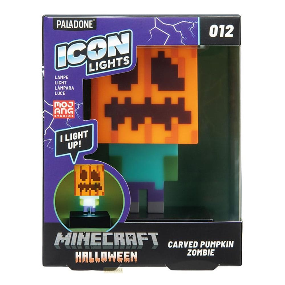 Lampa Minecraft Zombie Dynia Rzeźbiona Icon Lights w opakowaniu, pomarańczowa, niebieska, zielona.