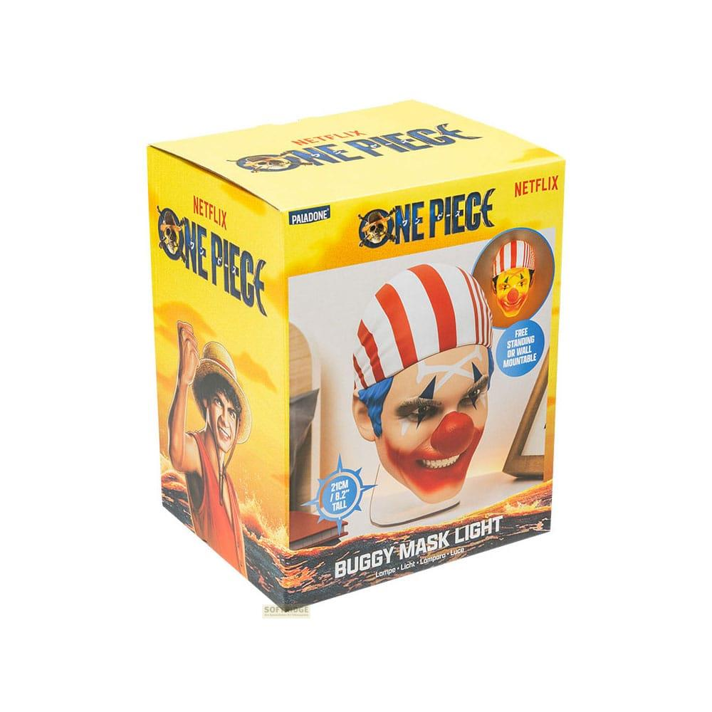 Pudełko lampy z maską Buggy z One Piece, z twarzą klauna.