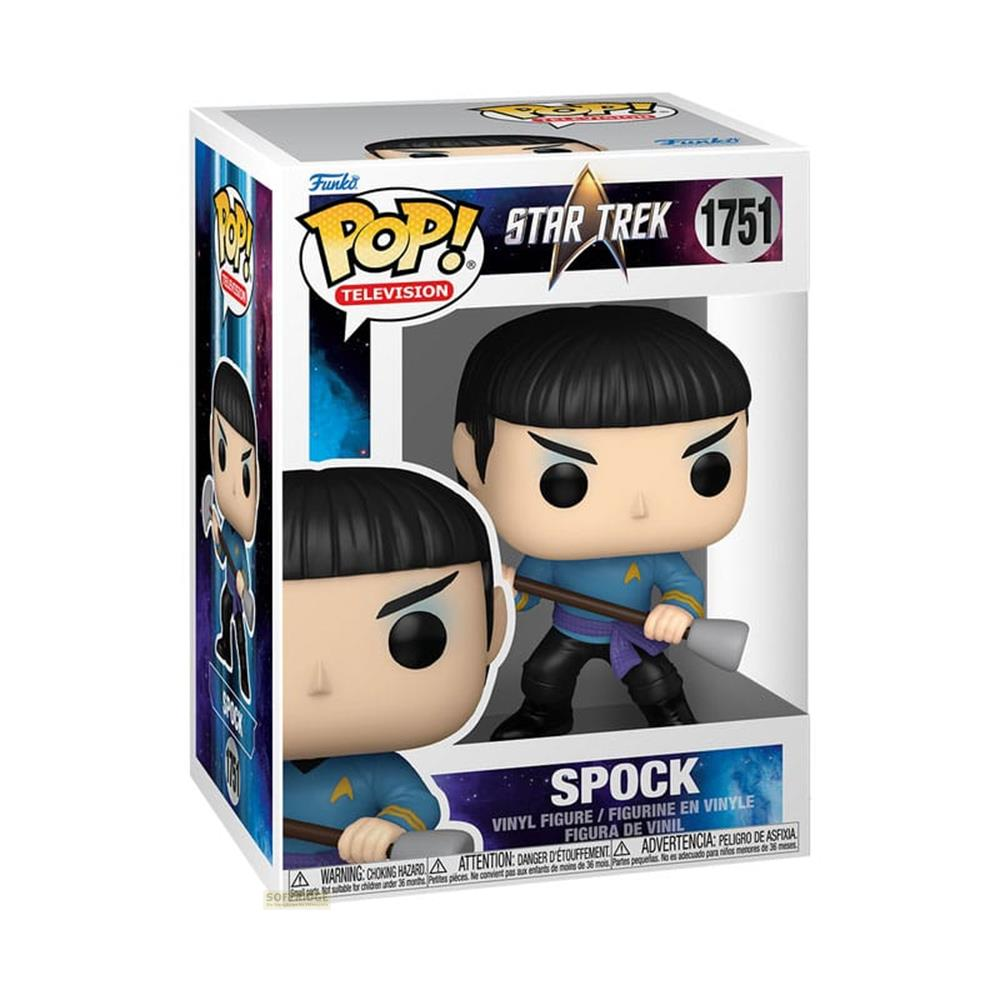Figura Funko Pop! de Spock de Star Trek, sosteniendo un dispositivo.
