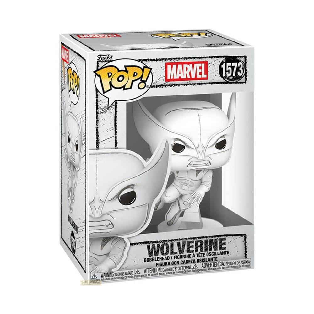 Wolverine Funko Pop! Figur in Originalverpackung, weiß, mit Marvel-Logo.
