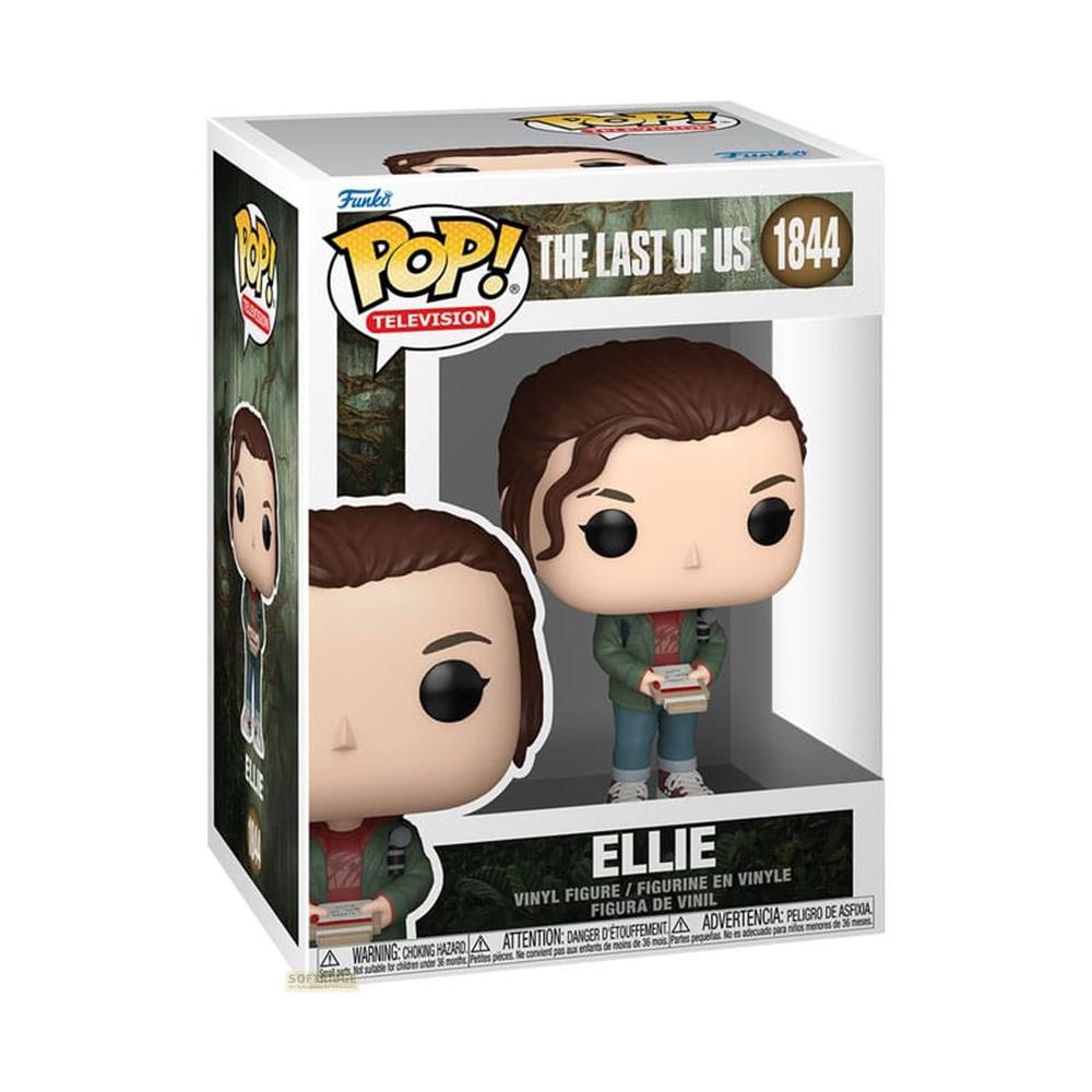 Funko Pop! Vinyl Figur von Ellie aus The Last of Us, hält Bücher.