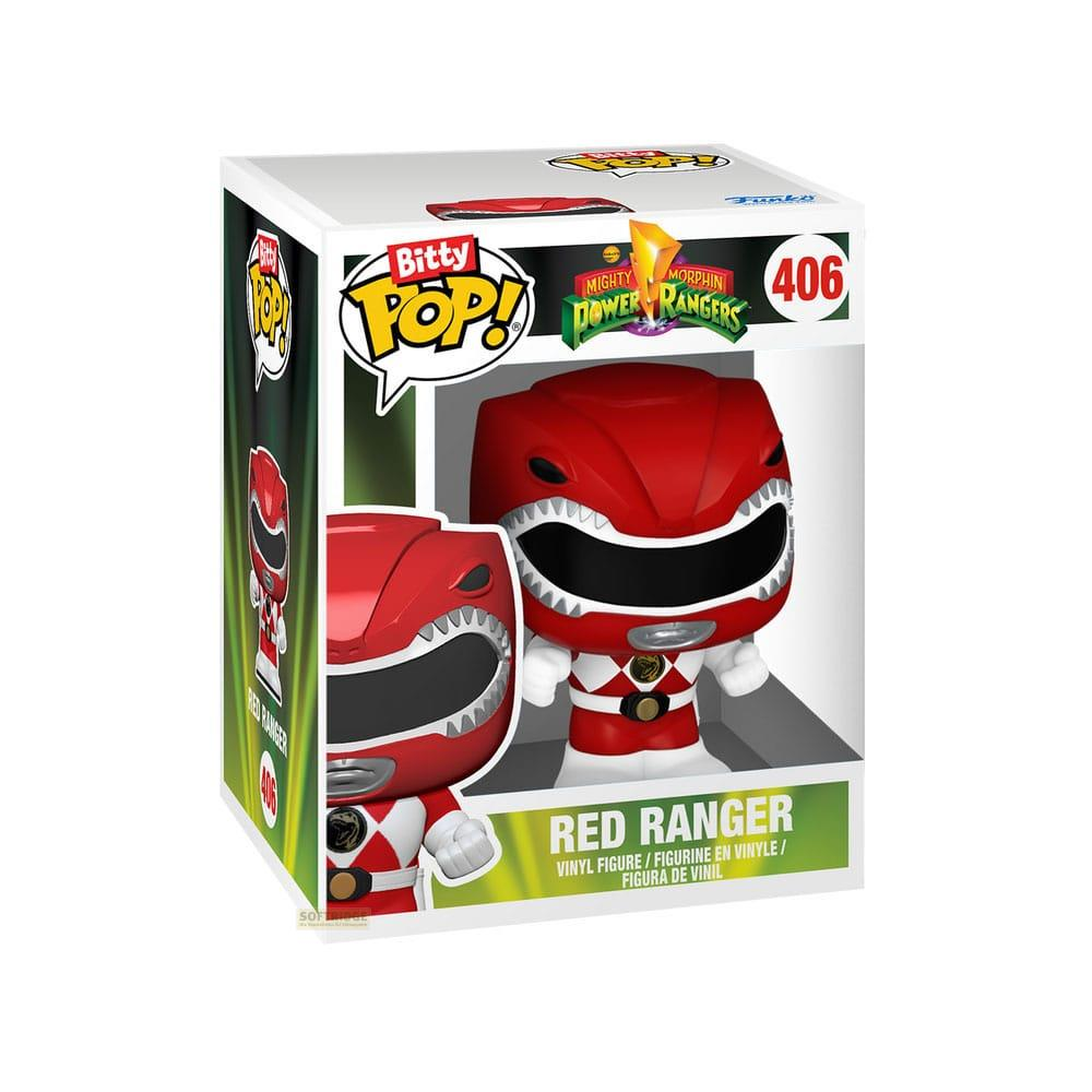 Figura de vinilo Red Ranger Funko Pop! en su caja, con el logo "Mighty Morphin Power Rangers".