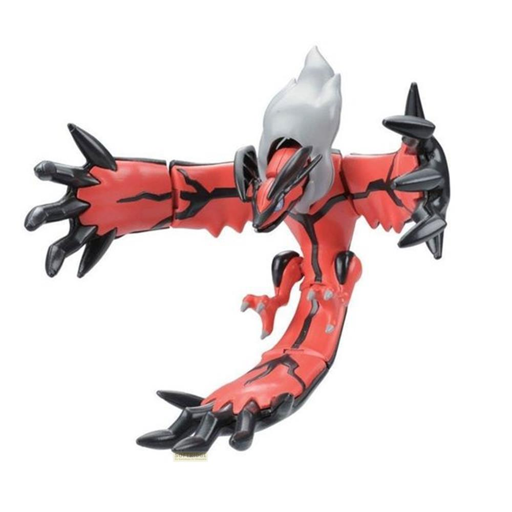 Un jouet Pokémon rouge et noir avec des flammes blanches sur la tête.