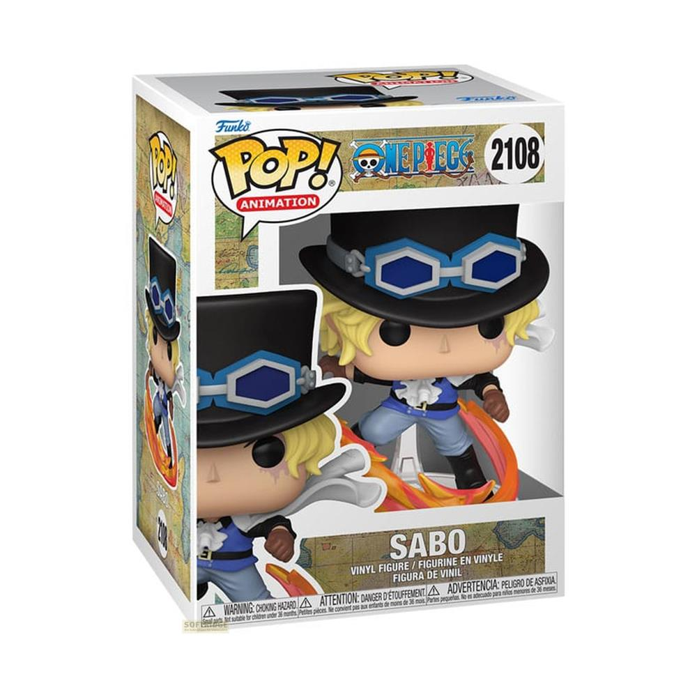 Funko Pop! Vinyl Figur von Sabo aus One Piece mit Hut und Schutzbrille.