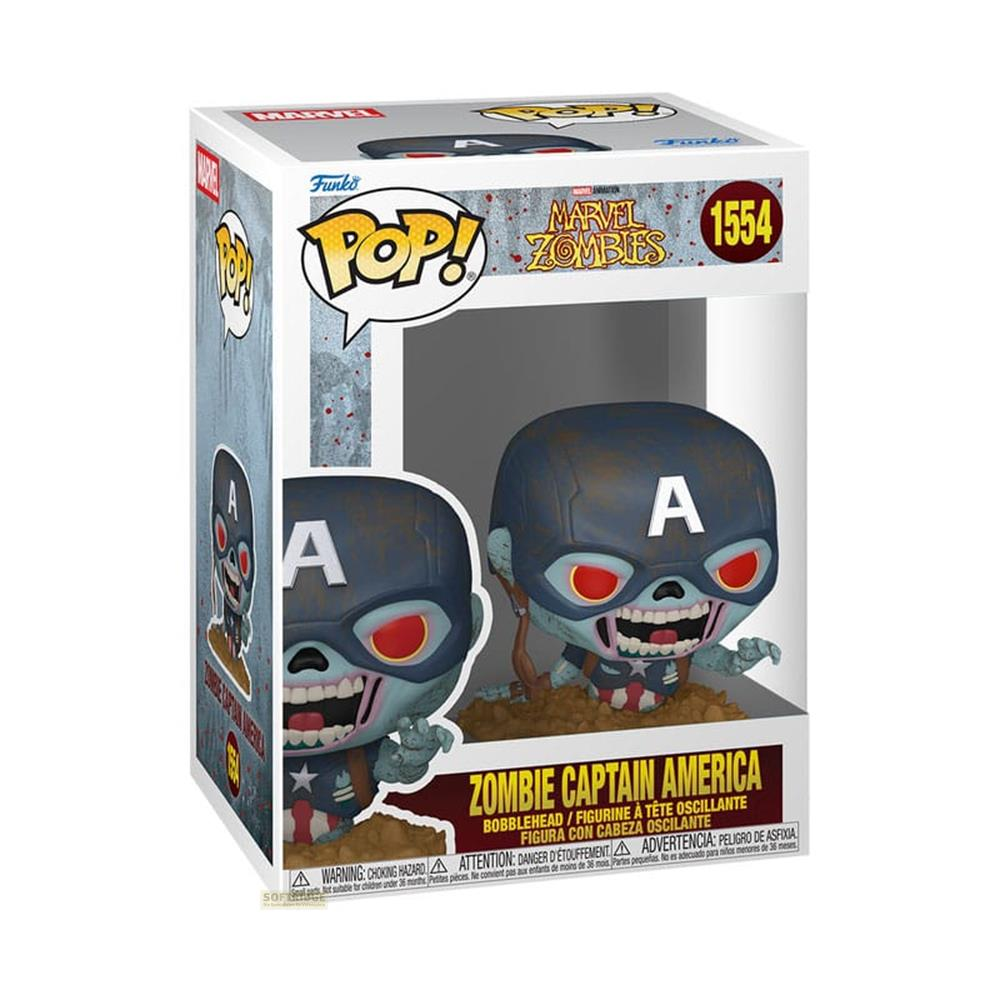 Figura Funko Pop! Marvel Zombies "Zombie Captain America" en caja.
