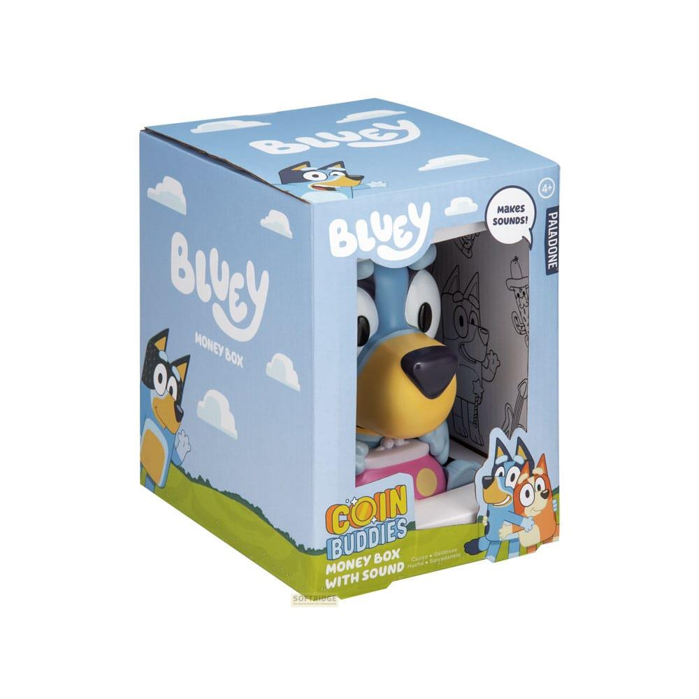 Bluey Münzbox mit Bluey-Figur, hat Geräusche, für Kinder ab 4 Jahren.
