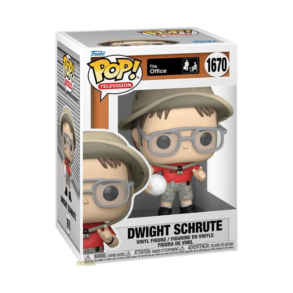 Figura Funko Pop! de vinilo de Dwight Schrute de The Office con sombrero y pelota.
