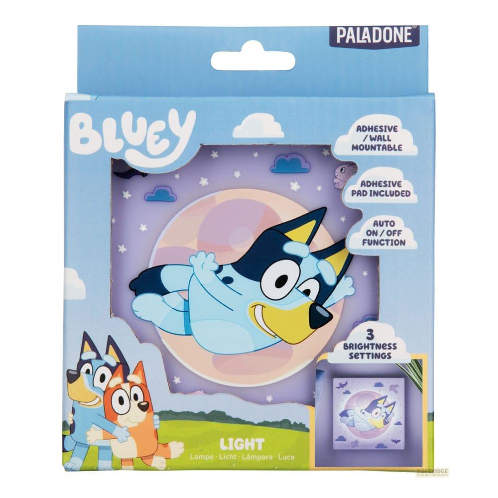 Opakowanie lampki nocnej Bluey z postaciami Bluey i Bingo.