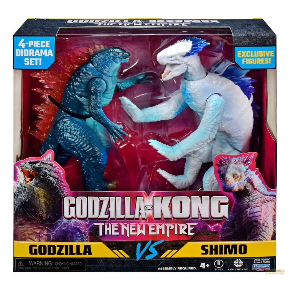 Action figure di Godzilla e Shimo che combattono nel set Godzilla x Kong.