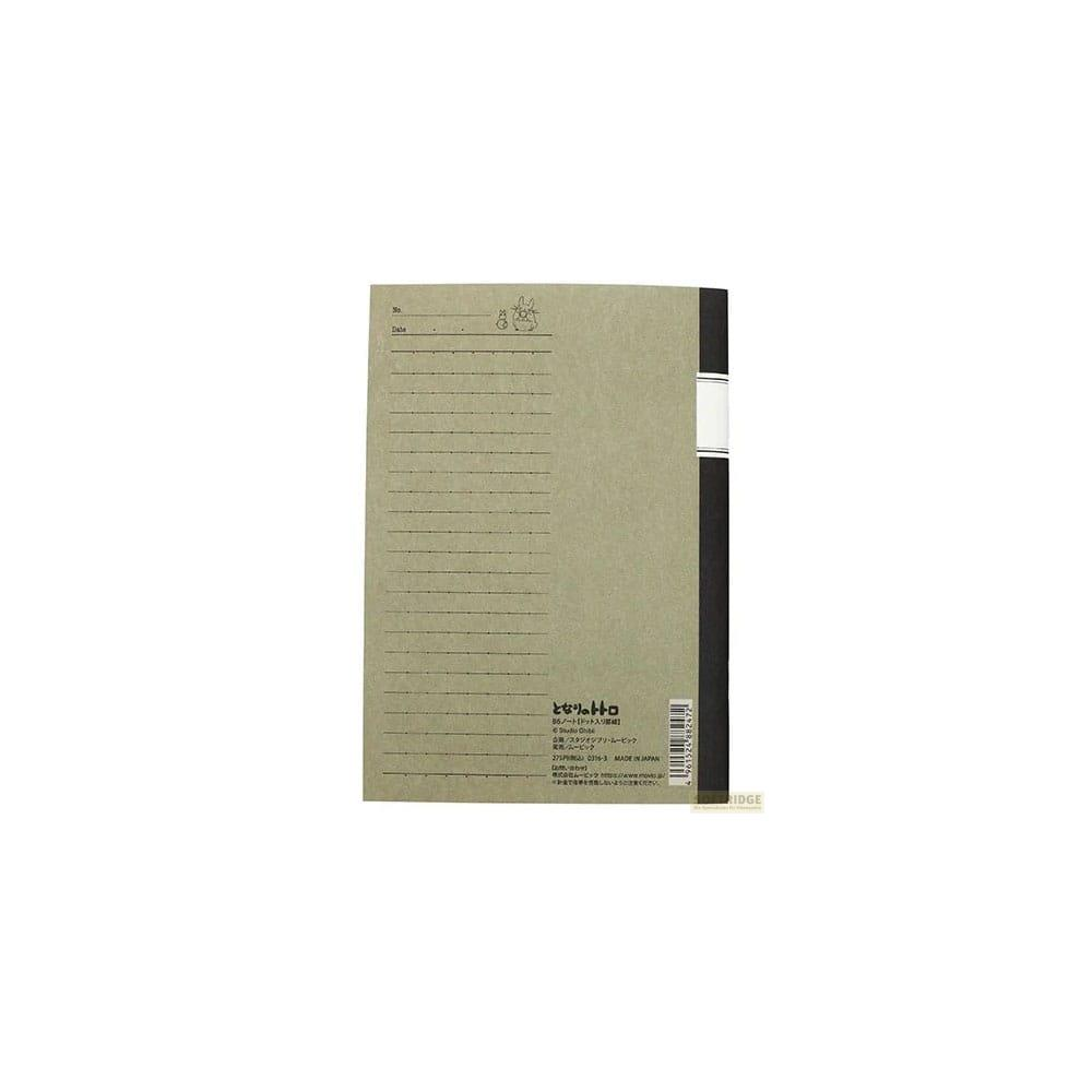 Ein grünes Notizbuch mit einer weißen Linie und japanischem Text auf der Rückseite.