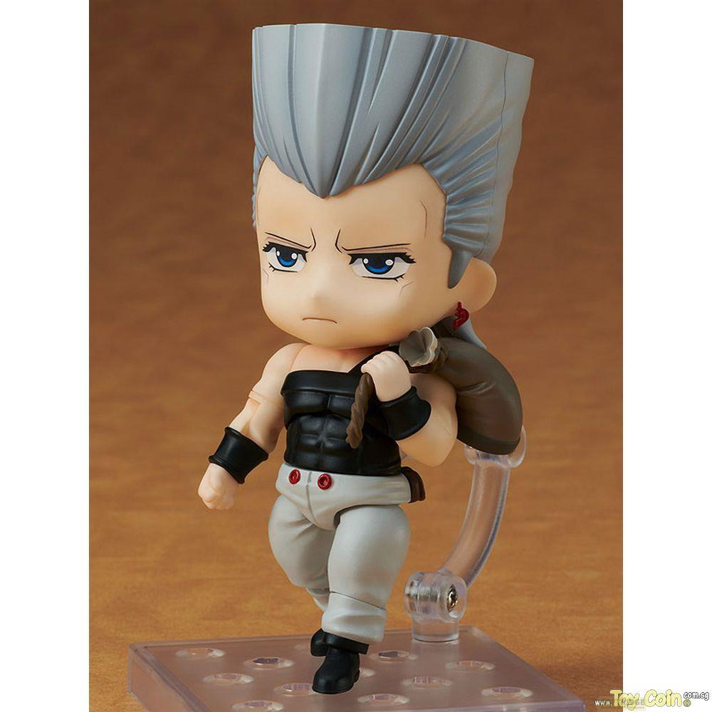 Figura chibi di uomo con capelli grigi, top nero, pantaloni bianchi e borsa marrone.