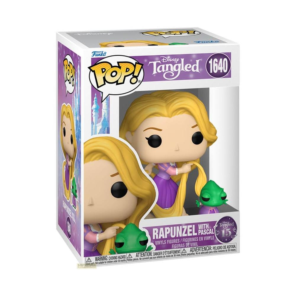 Figura Funko Pop! de Rapunzel con Pascal en una caja de Disney Enredados.