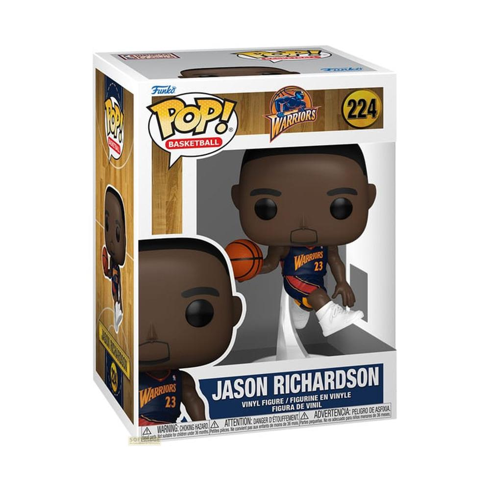 Funko Pop! Vinyl Figur von Jason Richardson in Warriors-Trikot mit Ball.