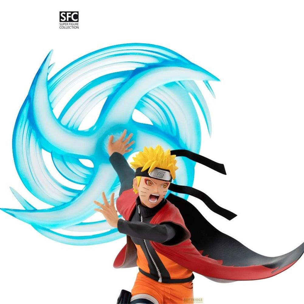 Naruto Uzumaki in Aktion mit einem blauen Energie-Wirbel hinter ihm.