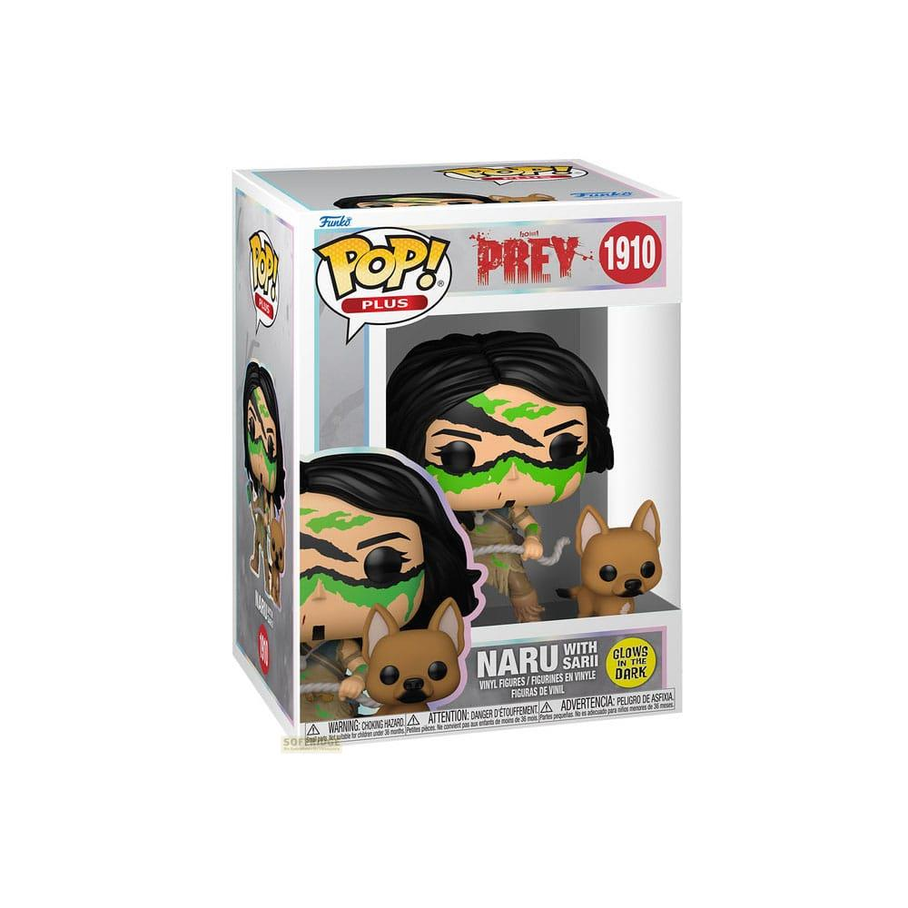 Figura Funko Pop Naru con Sarri de Prey, con pintura facial verde y perro.