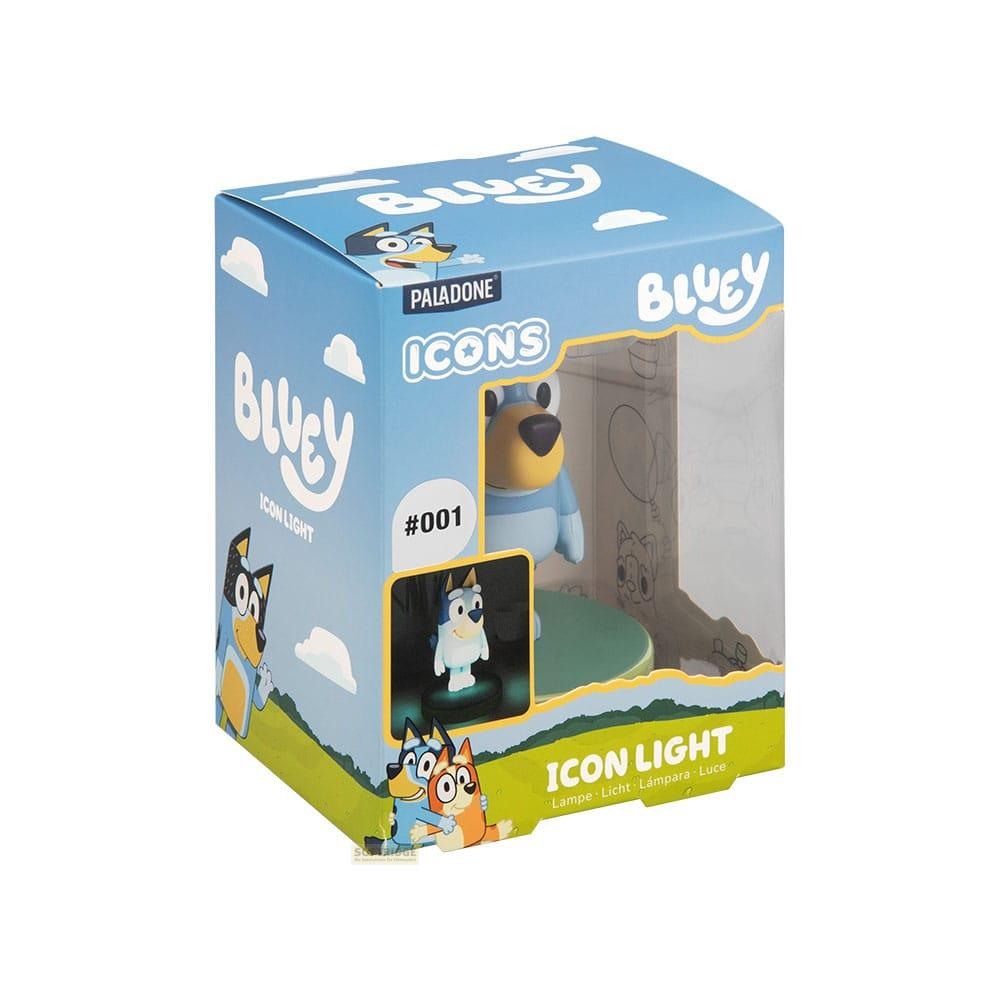 Pudełko Bluey Icon Light z lampką psa i ilustracjami postaci.