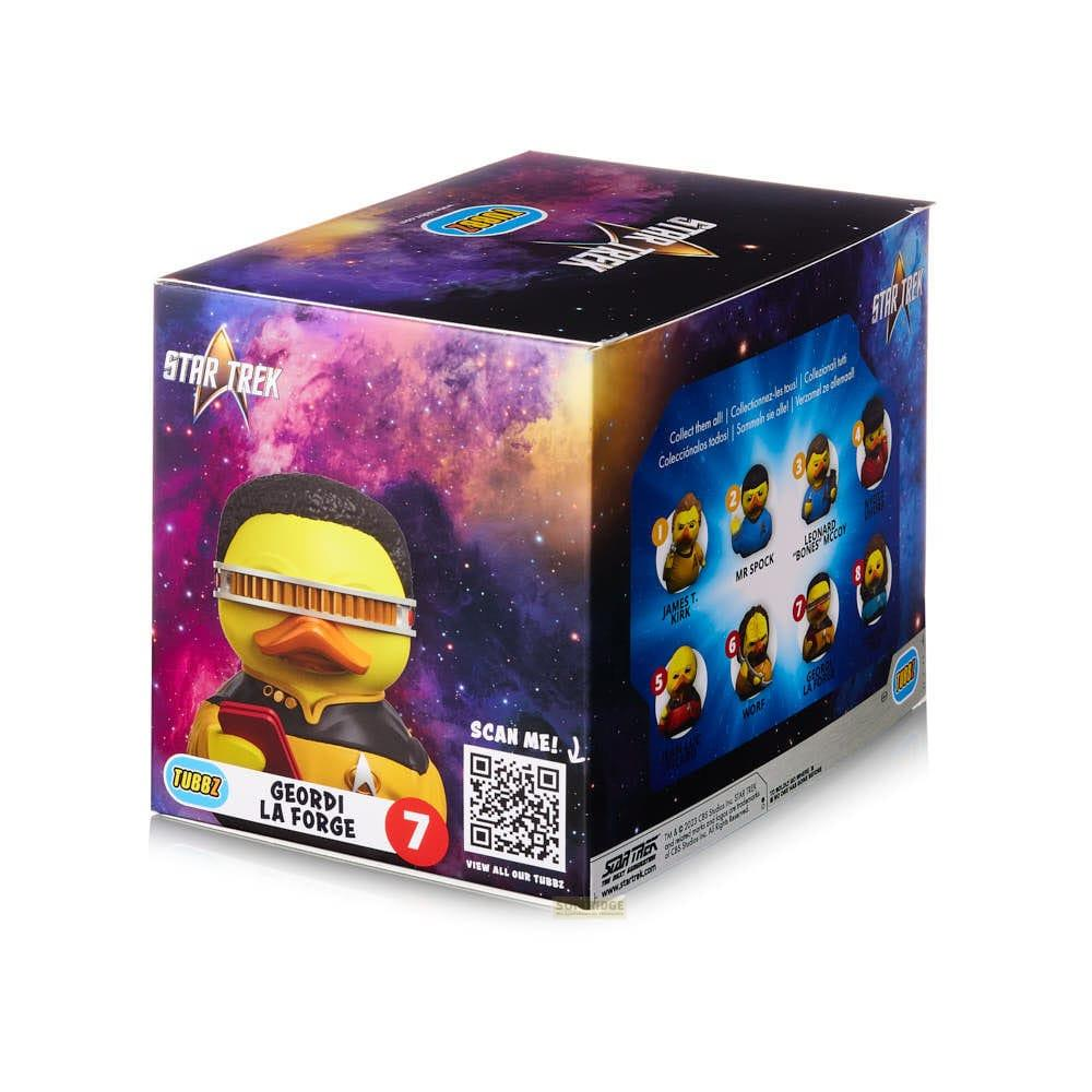 Star Trek Tubbz Box mit Geordi La Forge Ente und Sammelfiguren.