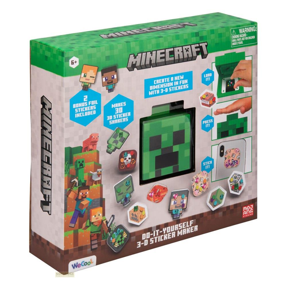 Minecraft 3D Sticker Maker Box mit Creeper-Design, Charakteren und Zubehör.