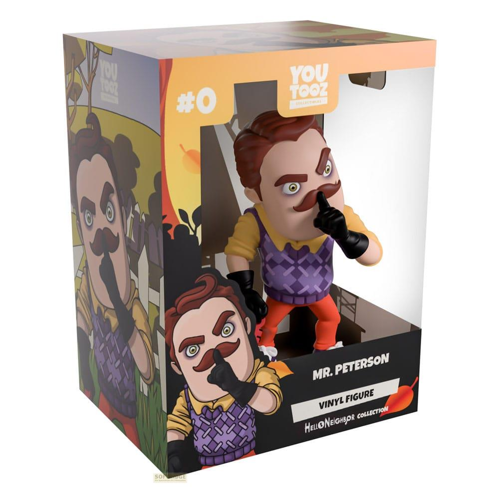 Mr. Peterson Vinyl Figur in OVP mit #0 und "Hello Neighbor" Motiv.