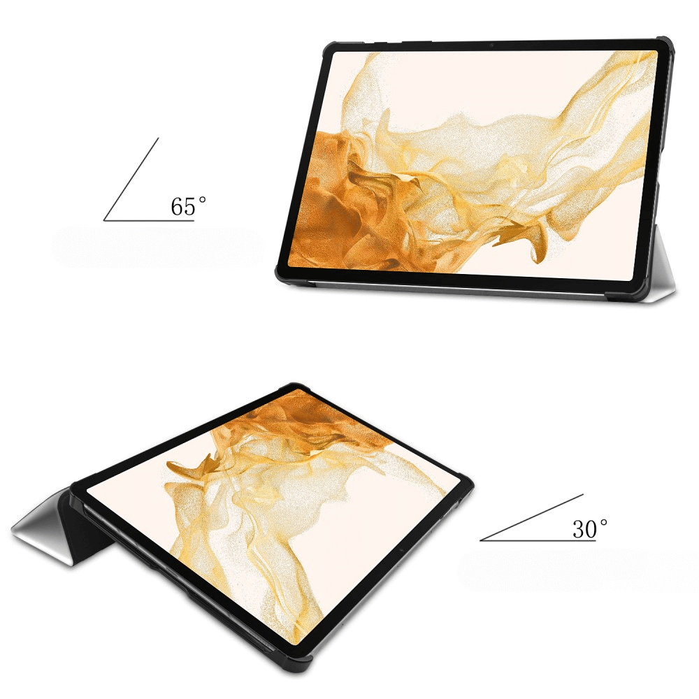 Une tablette avec support à deux angles, 65° et 30°.