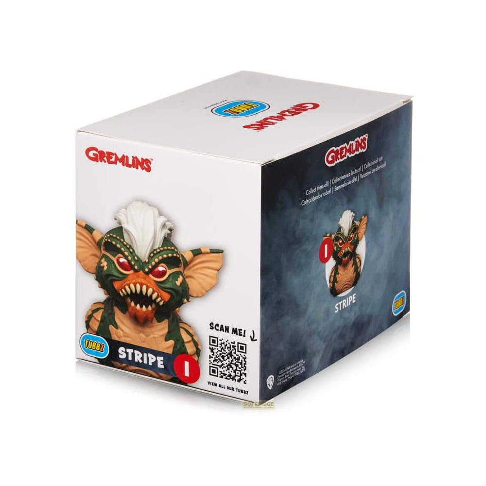 Caja coleccionable Gremlins Tubbz con figura de Stripe y código QR.