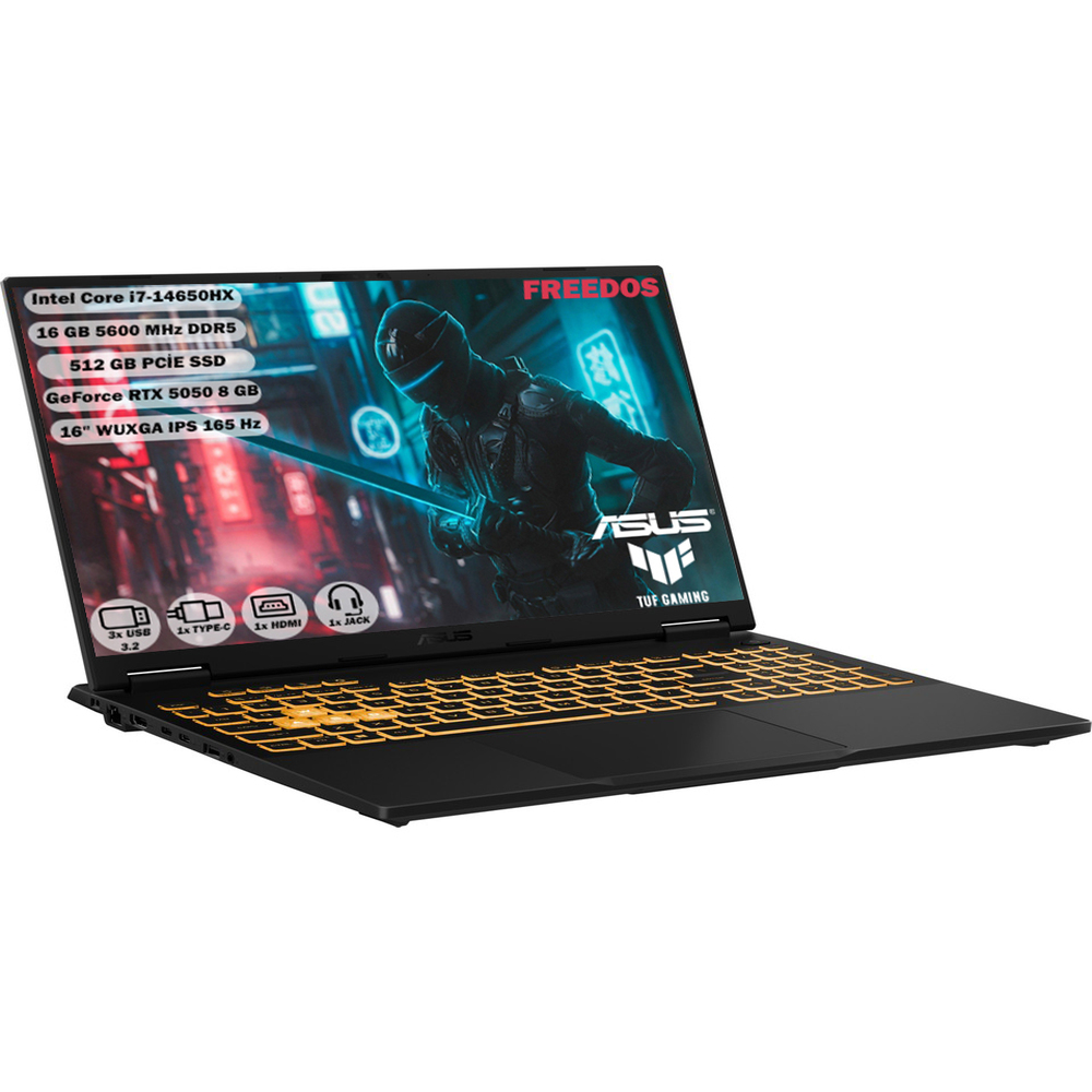 ASUS TUF Gaming F16 RTX 5050 FX608JHR-RV053 Intel Core i7 14650HX 16 GB RAM 512 GB SSD 16 inç FreeDOS Laptop Gri