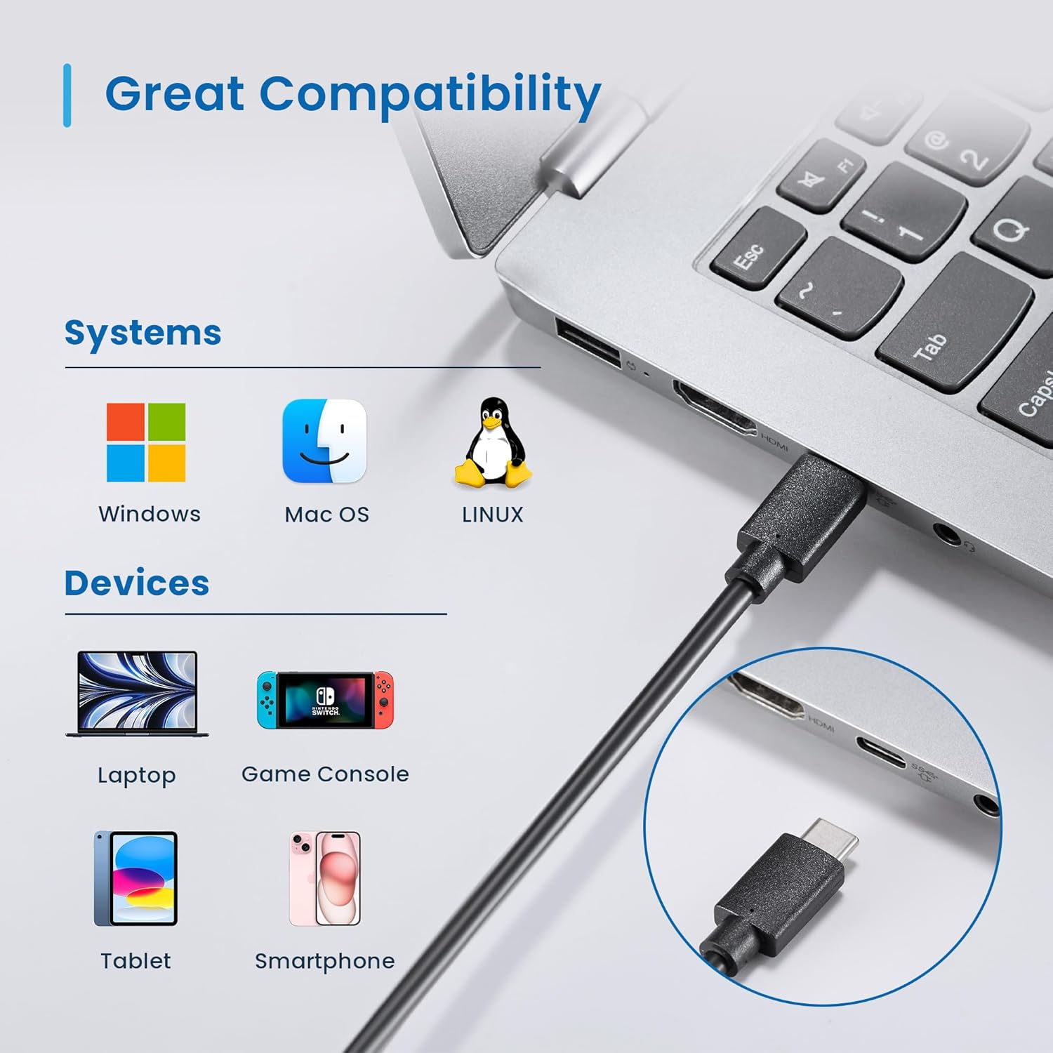 Un laptop con un cavo USB-C collegato a una porta.