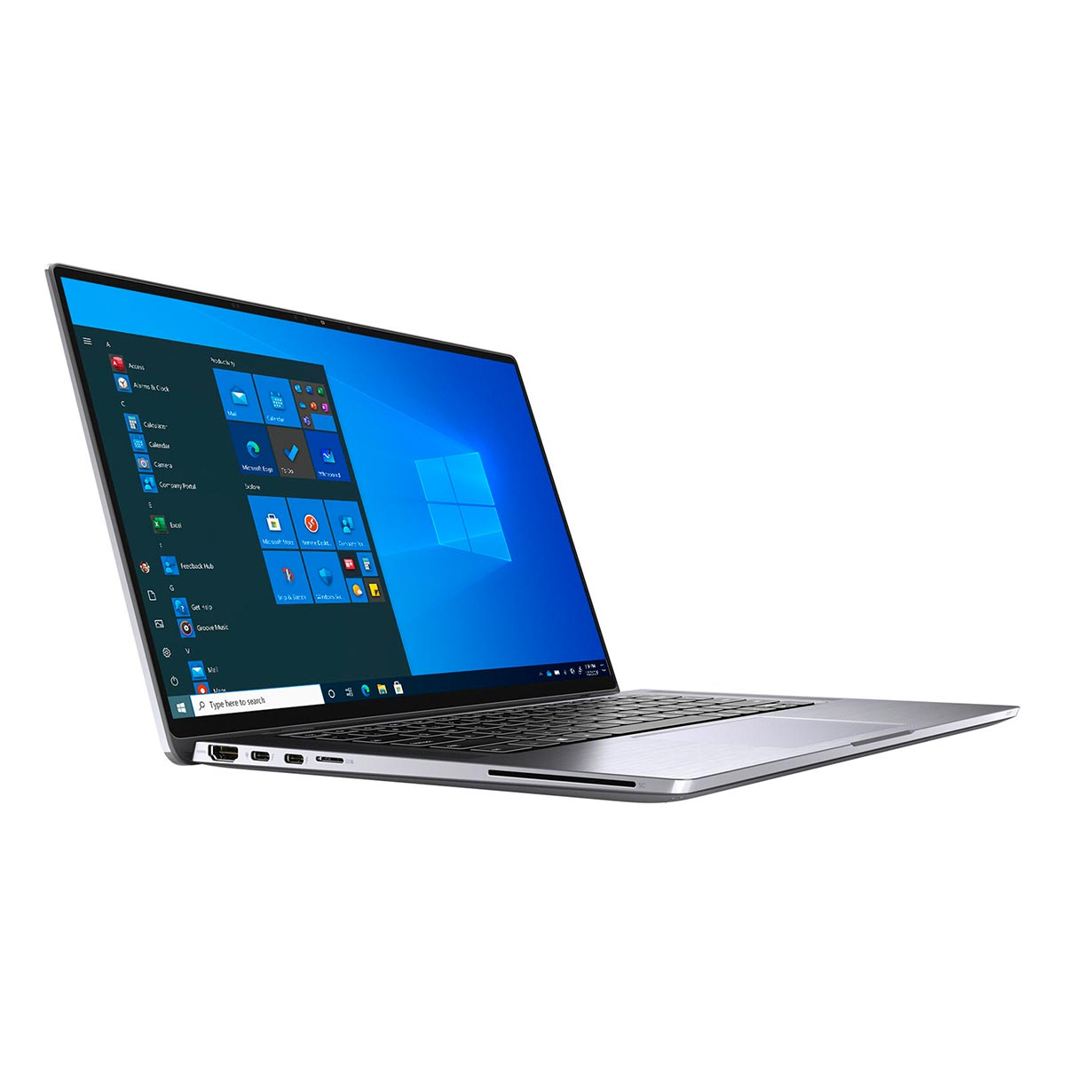 Otwarty laptop z niebieskim ekranem Windows i klawiaturą.