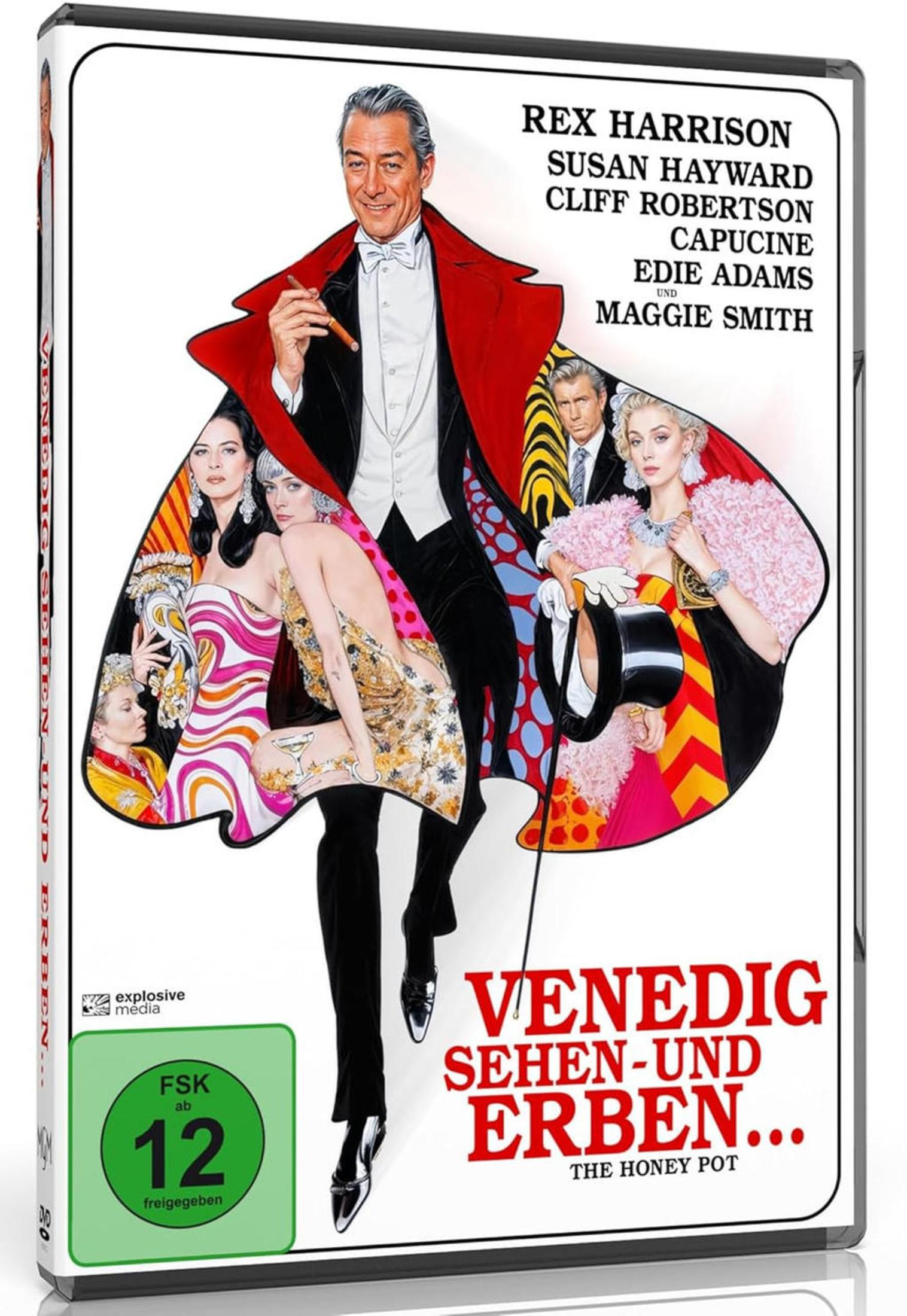 Rex Harrison con sigaro e attrici in abiti colorati.