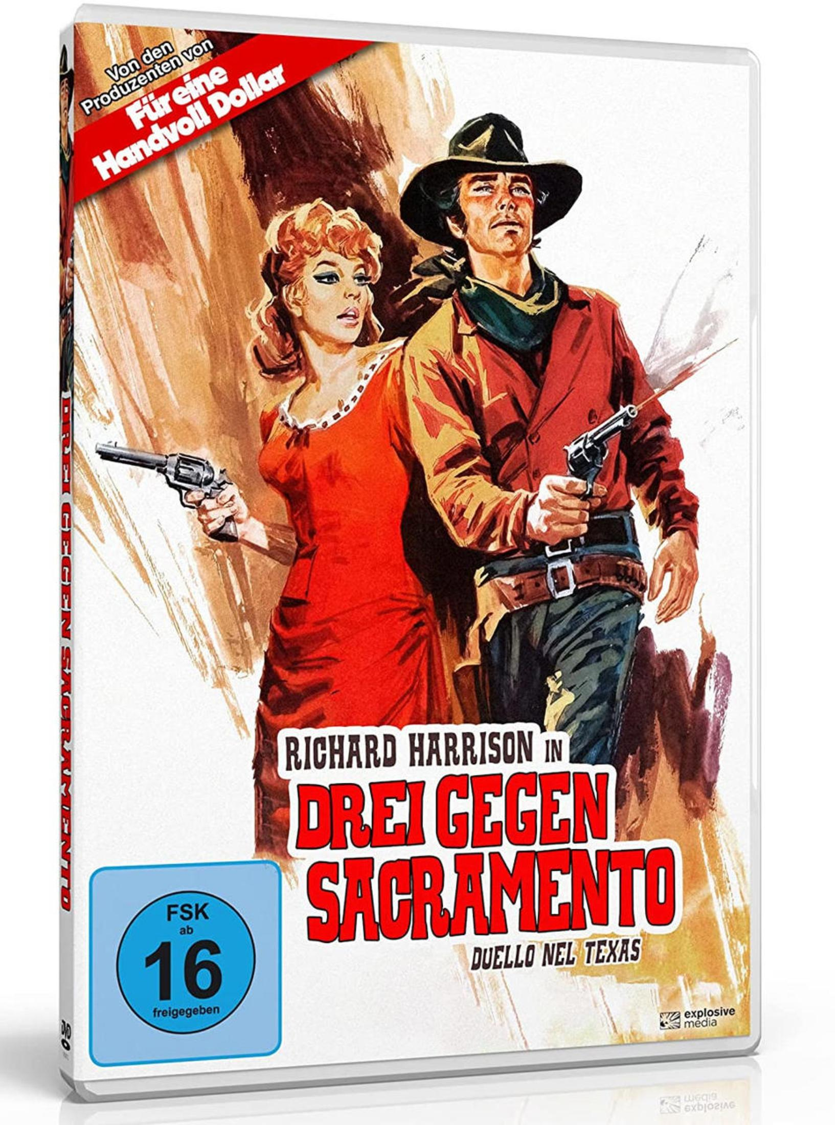 Copertina di un film western con un uomo e una donna che tengono revolver.