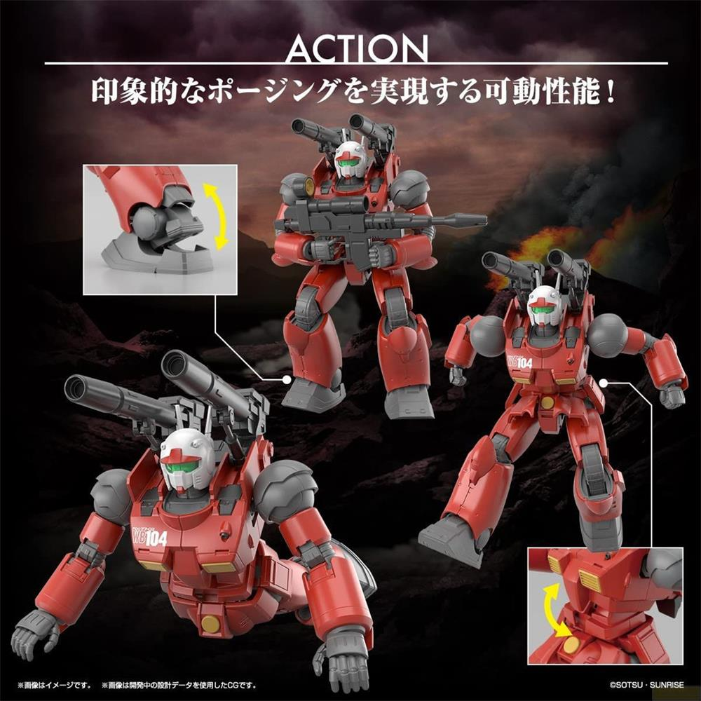 Des robots de combat rouges et gris avec des fusils et lance-roquettes posent.