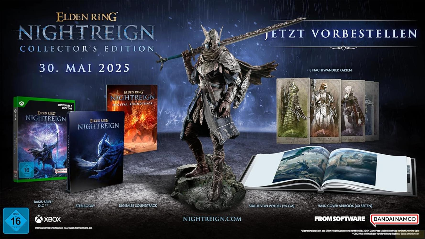 Elden Ring Collector's Edition mit Statue, Artbook, Soundtrack & Karten.