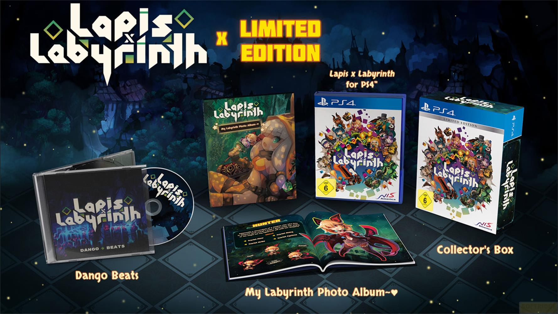 Ensemble de jeu PS4 Édition Limitée avec CD, album photo et boîte de collectionneur.