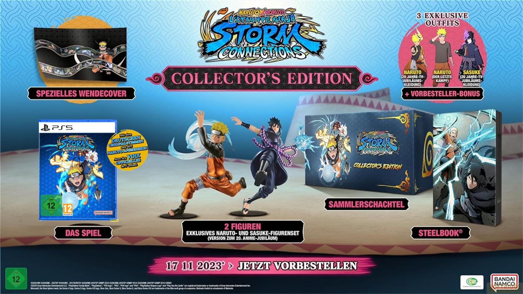 Edizione Collezionista di Naruto e Sasuke con figure, gioco e Steelbook.