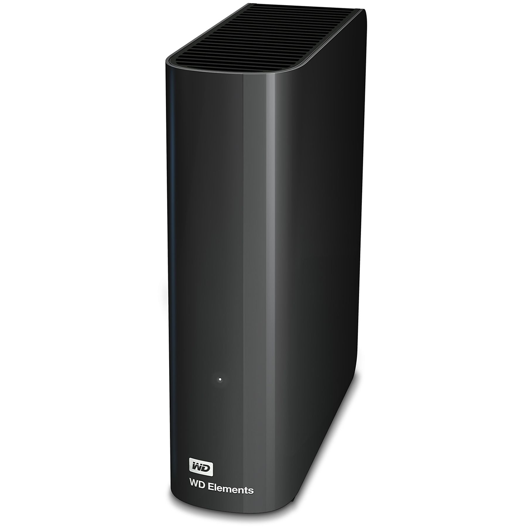 Case per hard disk esterno WD Elements nero con fessure di ventilazione in alto.