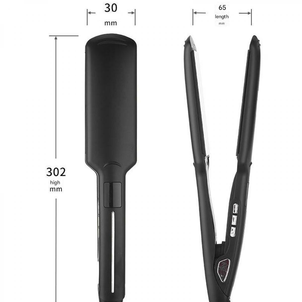 Schwarzer Haarstyler mit Maßen: 302mm hoch, 30mm breit, 65mm lang.