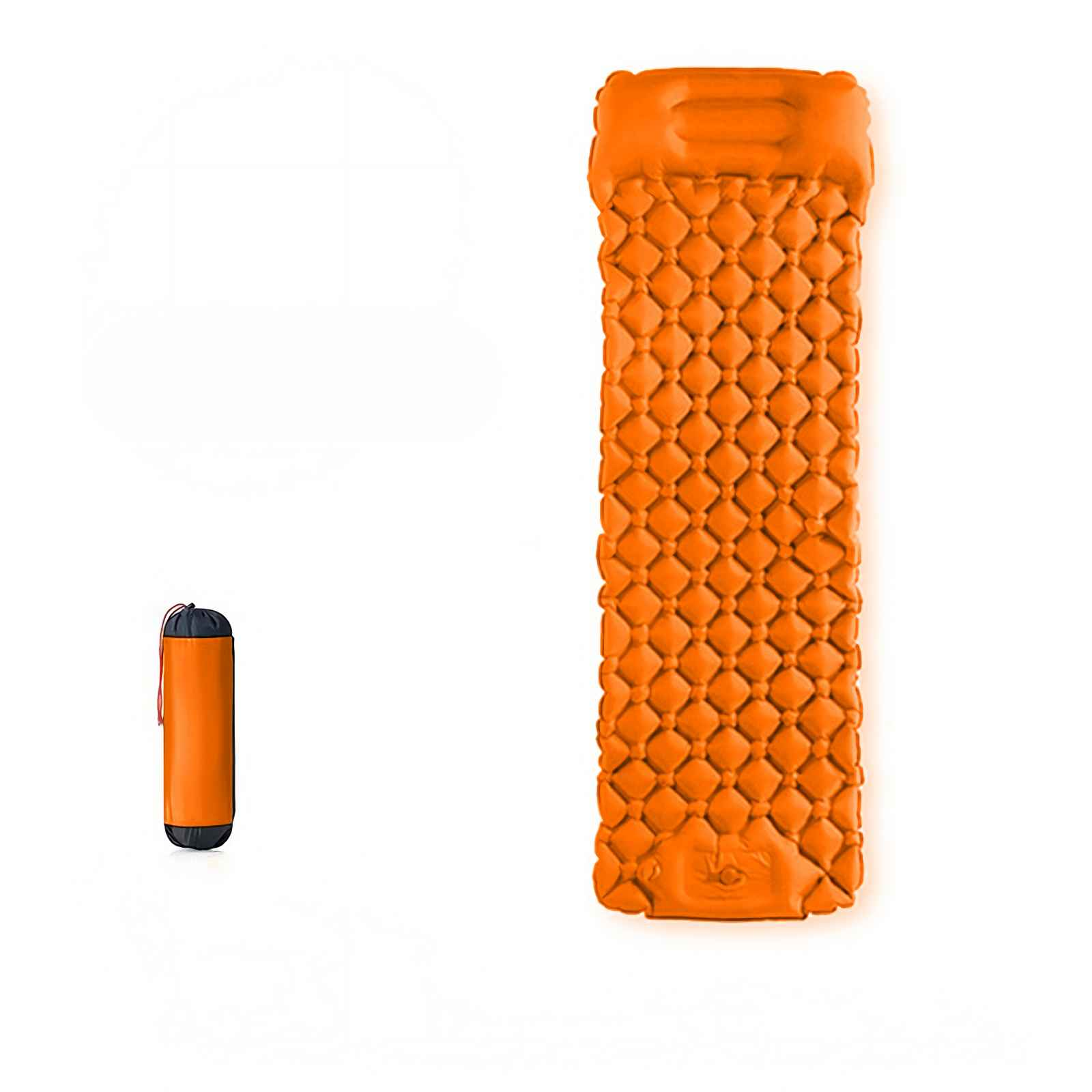 Orange Isomatte mit Rautenmuster und eine zusammengelegte Matte.