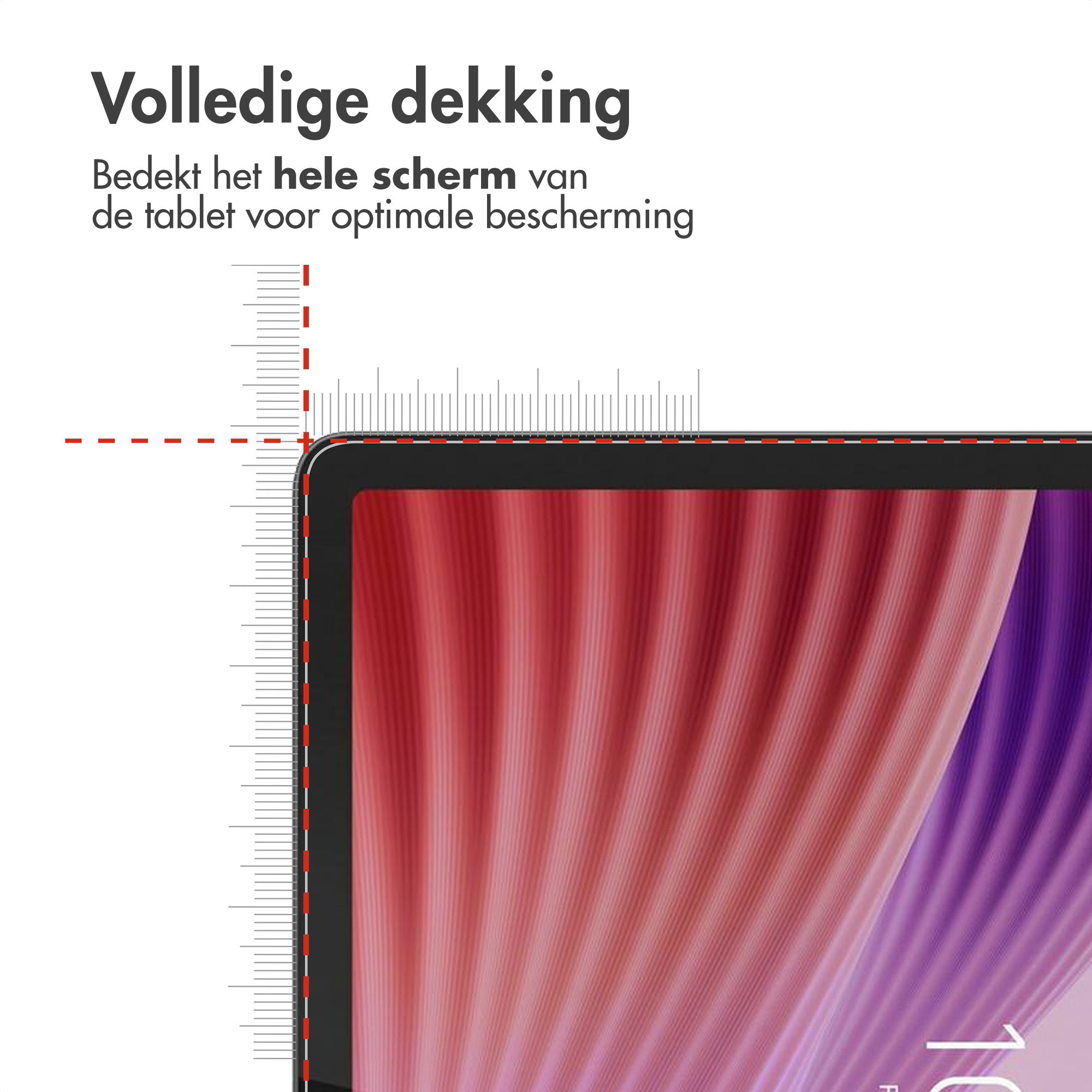A tablet showing full screen coverage with measurement tools.