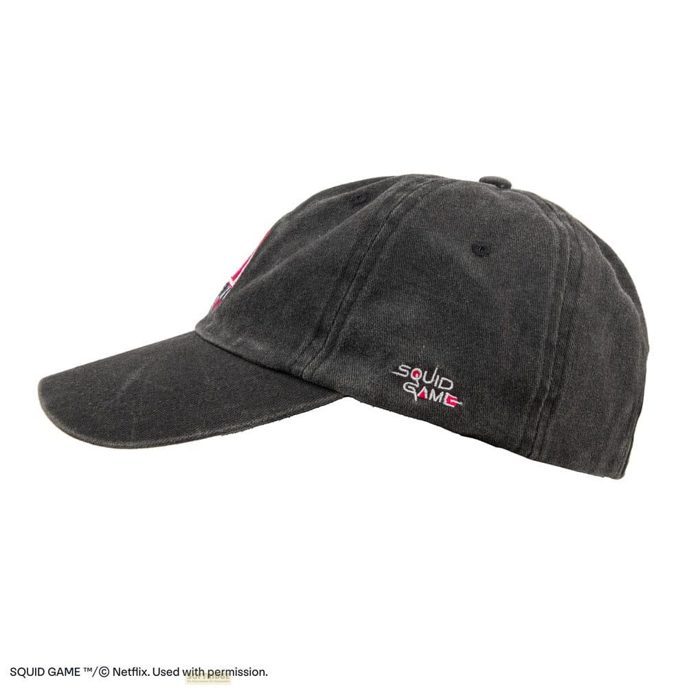 Gorra de béisbol gris oscuro con el logo de "Squid Game".