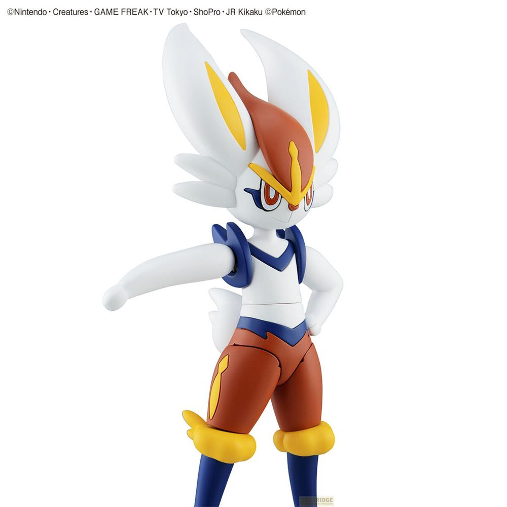 Une figurine Pokémon blanche aux accents marron et jaune, adoptant une pose.