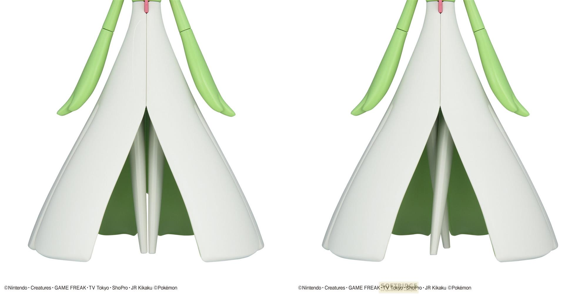 Deux figurines blanches aux bras et jambes verts sur fond blanc.