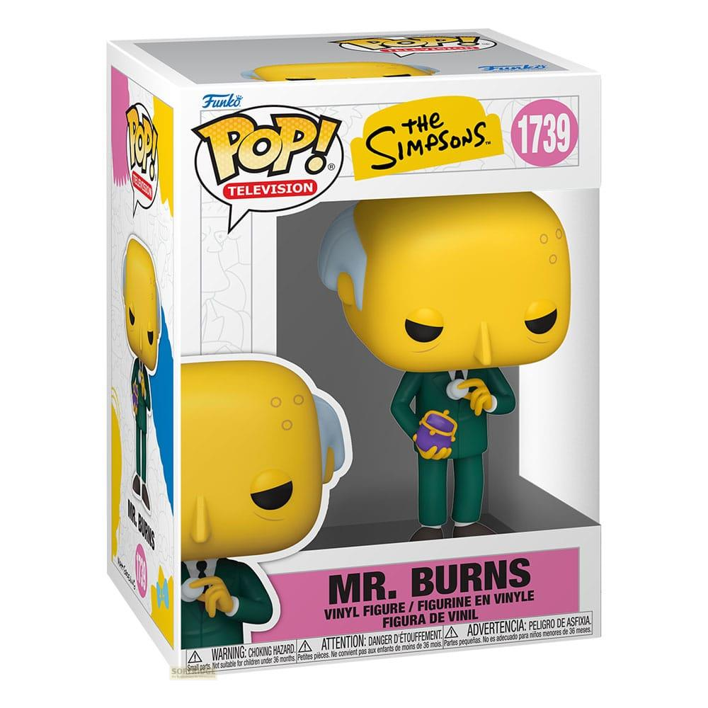 Figura de vinilo Funko Pop! de Mr. Burns de Los Simpson, sosteniendo un bolso morado.