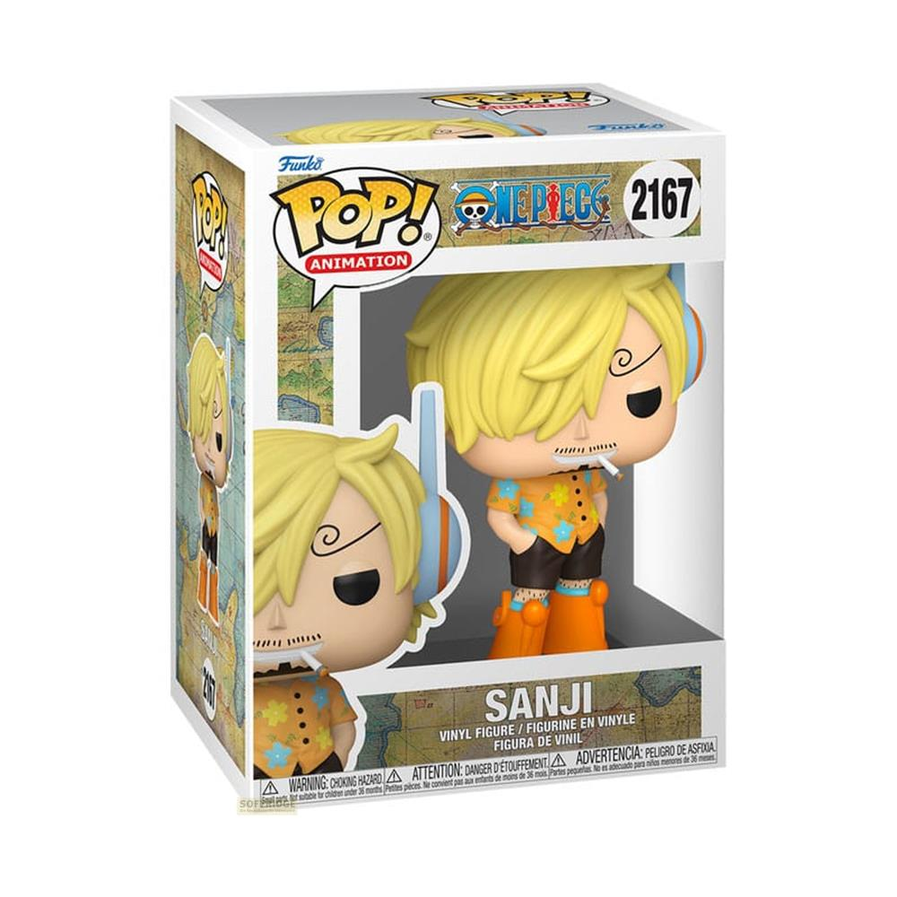 Figura Funko Pop! de vinilo de Sanji de One Piece con pelo rubio y cigarrillo.