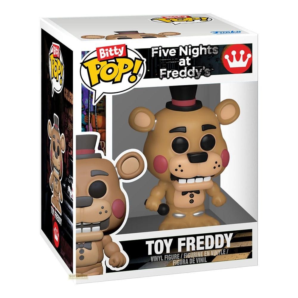 Una figura de vinilo Toy Freddy en una caja "Bitty Pop! Five Nights at Freddy's".