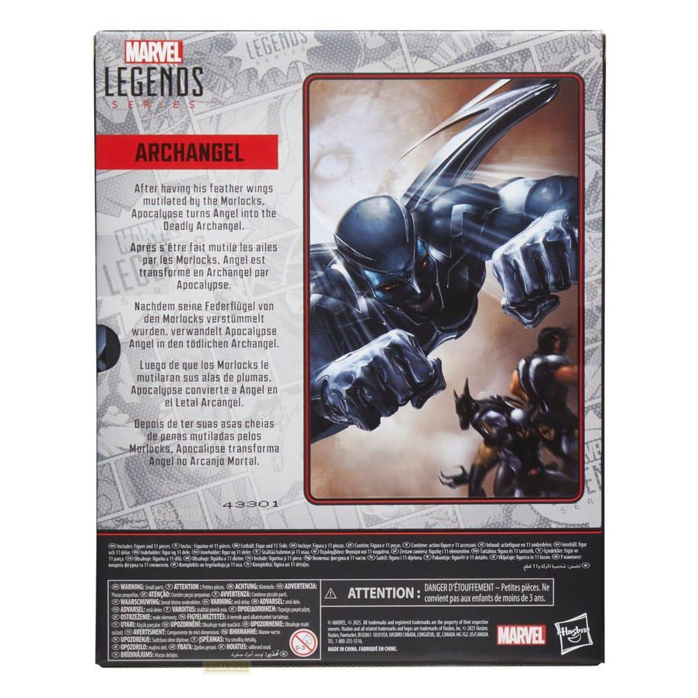 Figura de acción Archangel de Marvel Legends en pose dinámica.