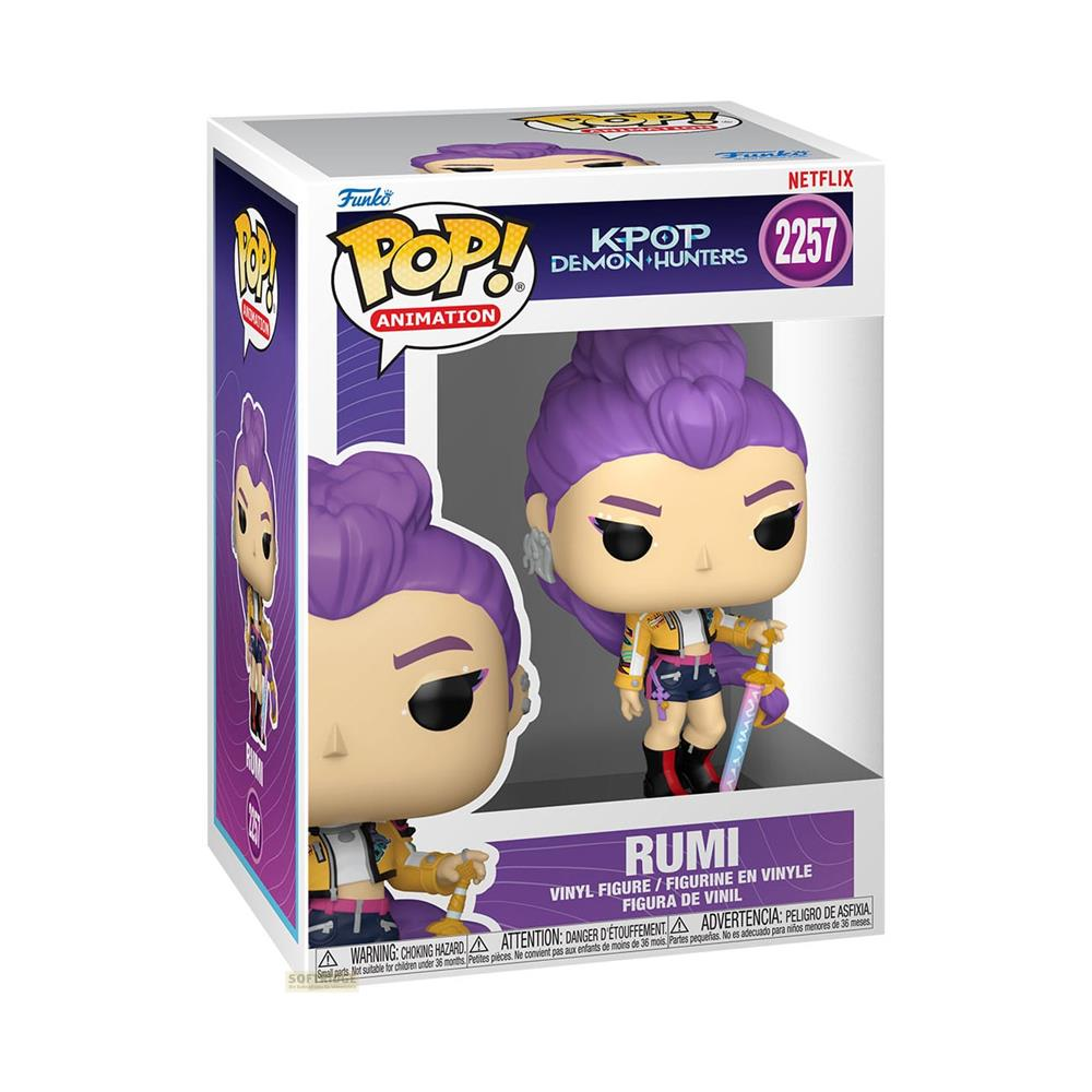 Figura Funko Pop de Rumi de K-Pop Demon Hunters en caja.