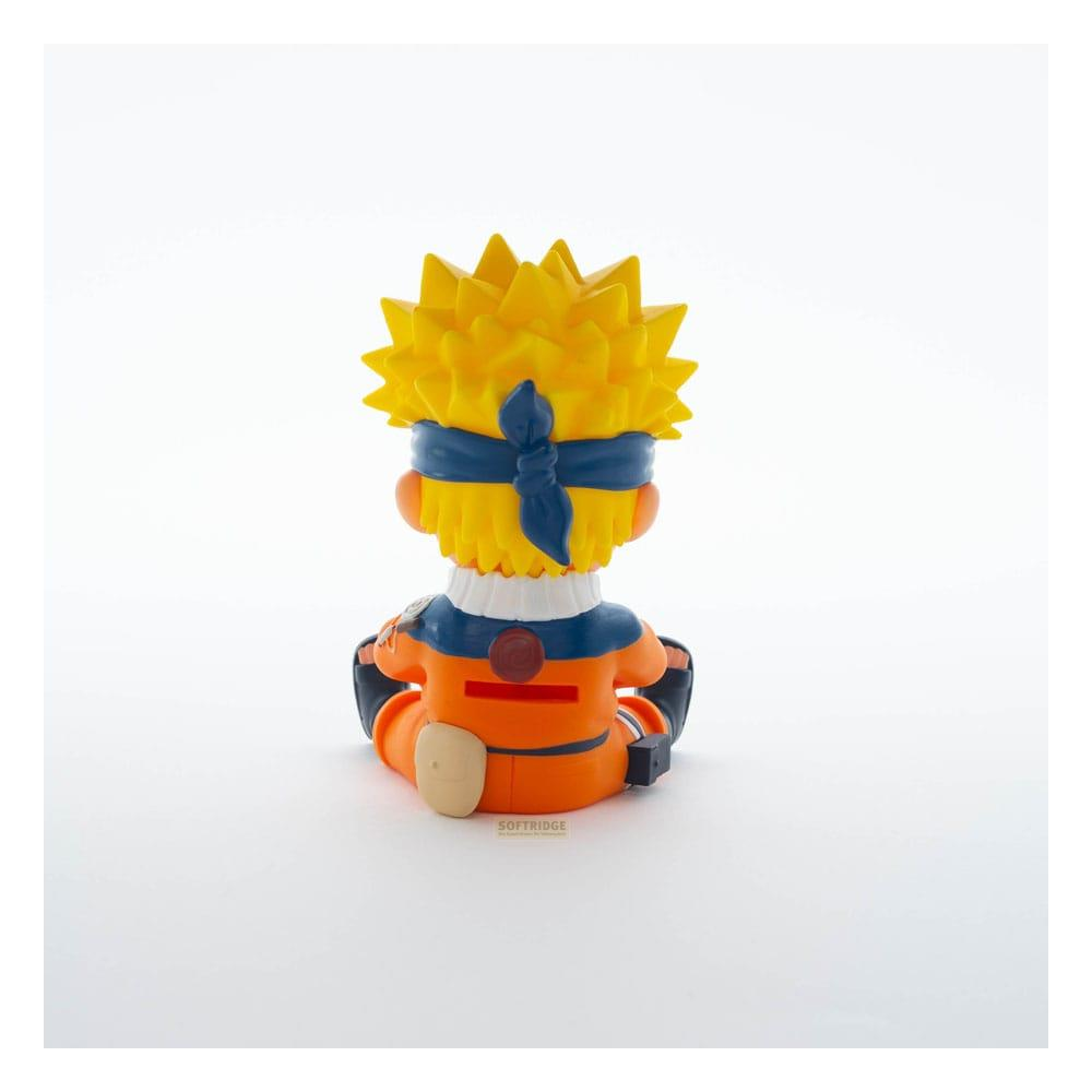 Figura de Naruto con pelo amarillo y cinta azul, sentado.