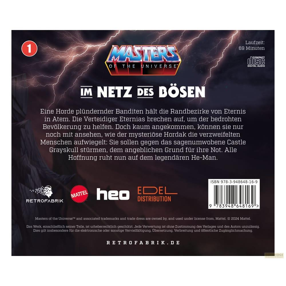 Masters of the Universe DVD-Cover mit Titel, Text und Logos von Mattel, He-o, Edel.