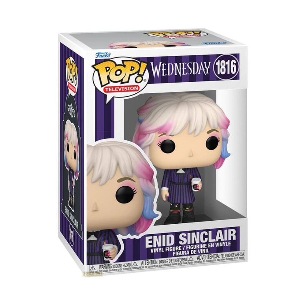 Figura Funko Pop de Enid Sinclair de Wednesday en una caja.